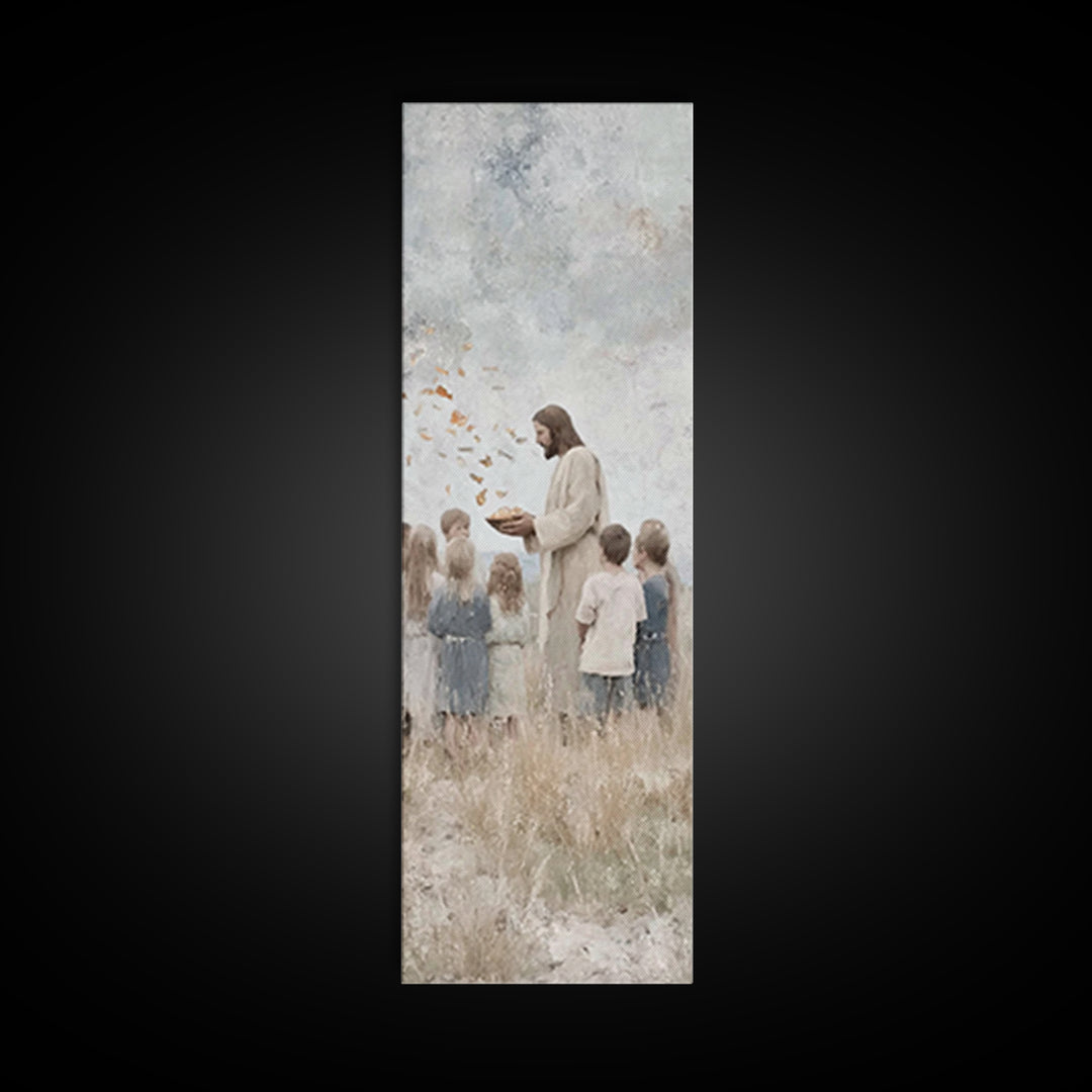 Heaven’s Little Ones – Framed Canvas Print – Jesus Painting – Christian Wall Art – Christian Art Canvas – Modern Christian Art – Christian