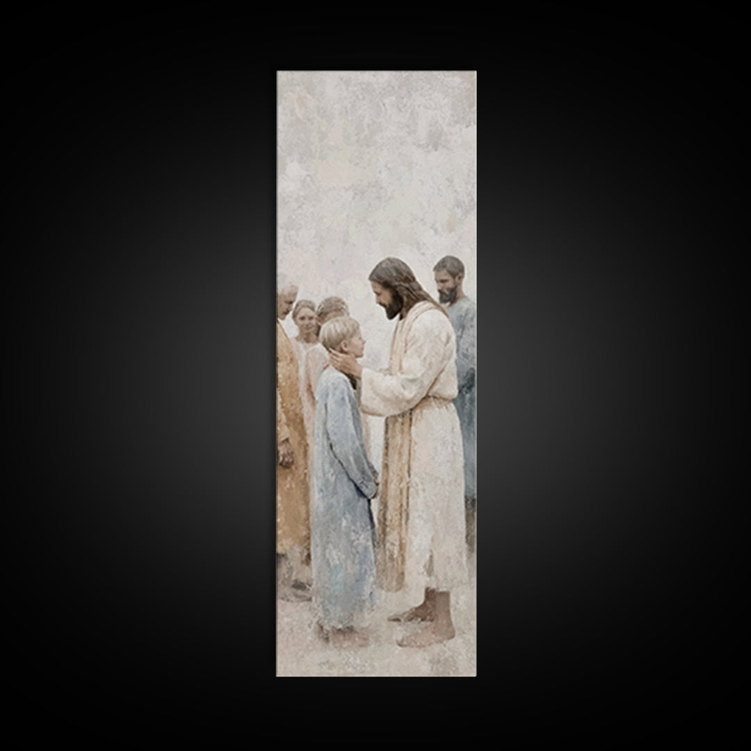 Grace Upon Children – Framed Canvas Print – Christian Wall Art – Jesus Painting – Christian Art Canvas – Large Christian Art – Christian Gi
