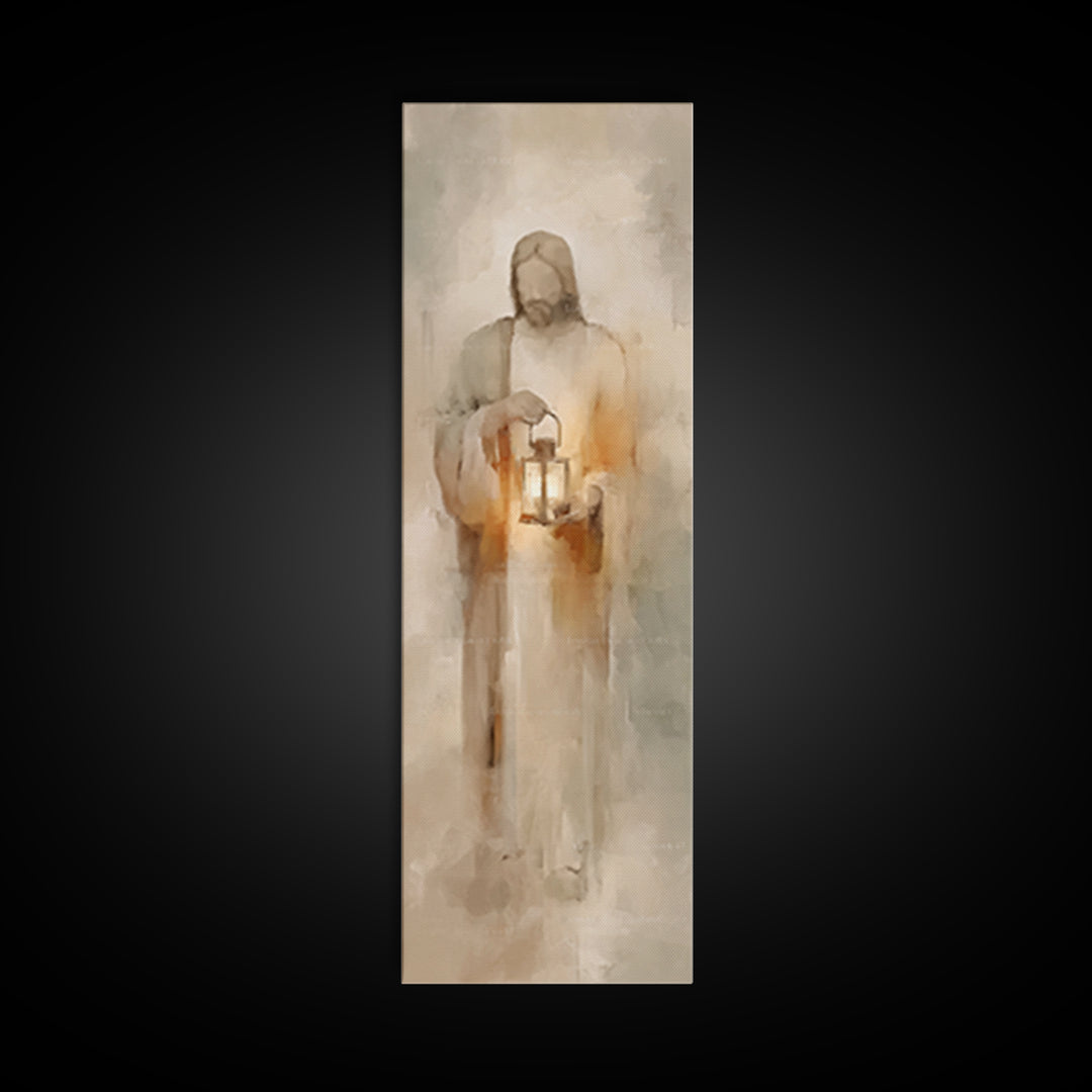 Lantern Of Hope – Framed Canvas Print – Christian Wall Art – Jesus Painting – Christian Art Canvas – Tall Narrow Wall Art – Christmas Art