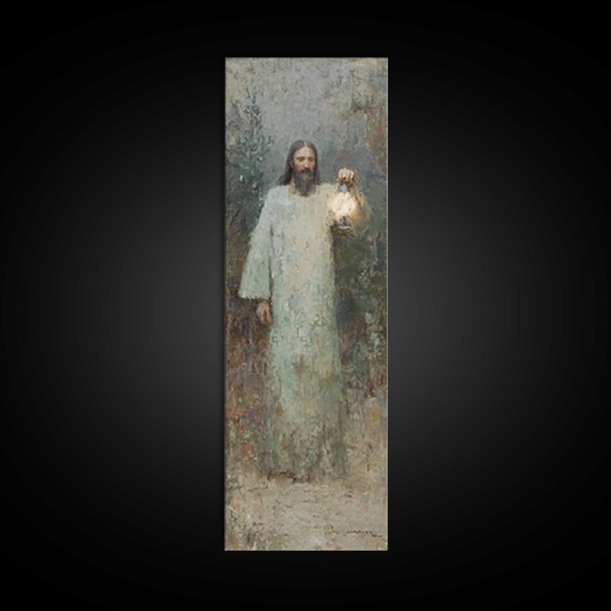 Gentle Shepherd – Framed Canvas Print – Christian Art Print – Jesus Painting – Christian Wall Art – Skinny Art – Christmas Wall Art