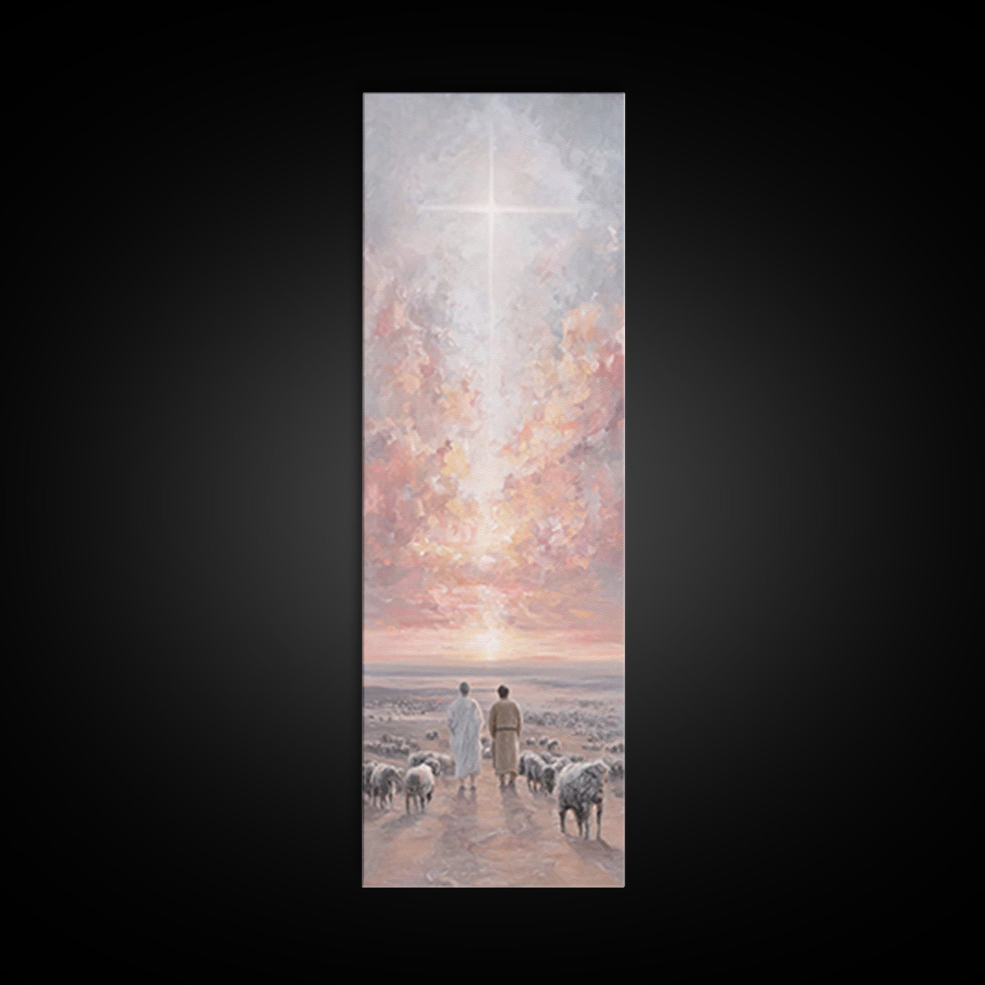 Dawn Of Promise – Framed Canvas Print – Christian Wall Art – Tall Skinny Art Print – Christian Art Canvas – Christmas Art