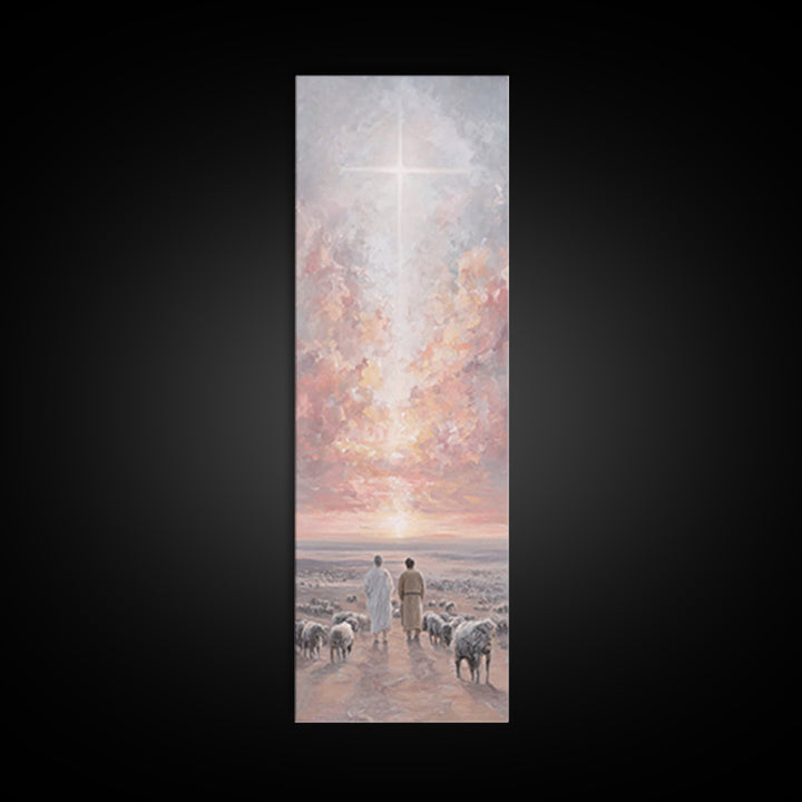 Dawn Of Promise – Framed Canvas Print – Christian Wall Art – Tall Skinny Art Print – Christian Art Canvas – Christmas Art