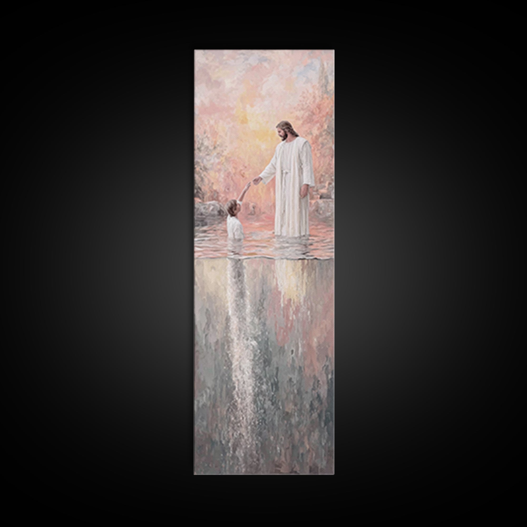 Deep Calling Light – Framed Canvas Print – Christian Art Print – Jesus Painting – Narrow Art – Modern Christian Art