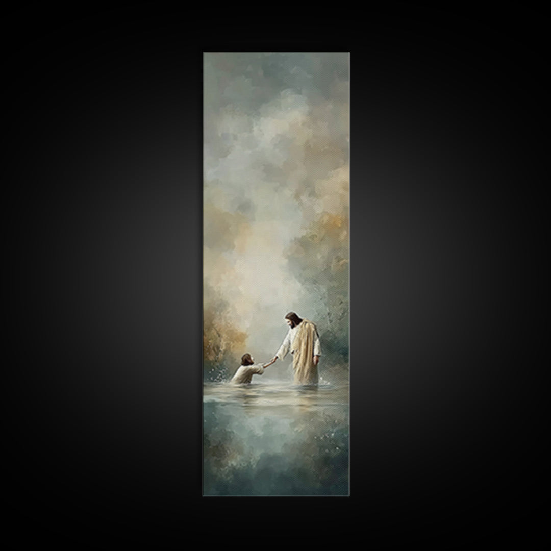 Garden Of Prayer – Framed Canvas Print – Christian Wall Art – Christian Art Canvas – Tall Skinny Art Print – Jesus Painting