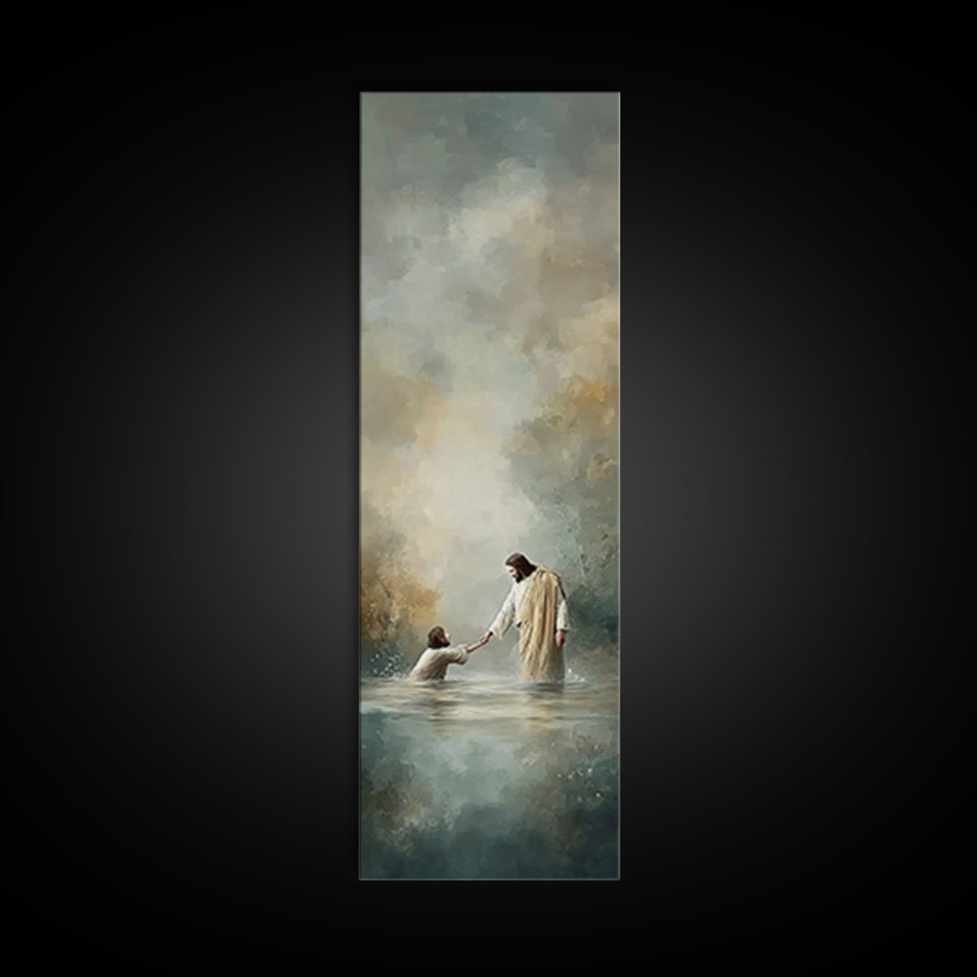 Garden Of Prayer – Framed Canvas Print – Christian Wall Art – Christian Art Canvas – Tall Skinny Art Print – Jesus Painting