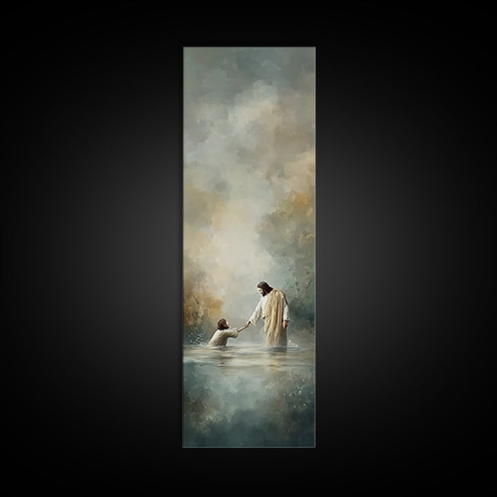 Garden Of Prayer – Framed Canvas Print – Christian Wall Art – Christian Art Canvas – Tall Skinny Art Print – Jesus Painting