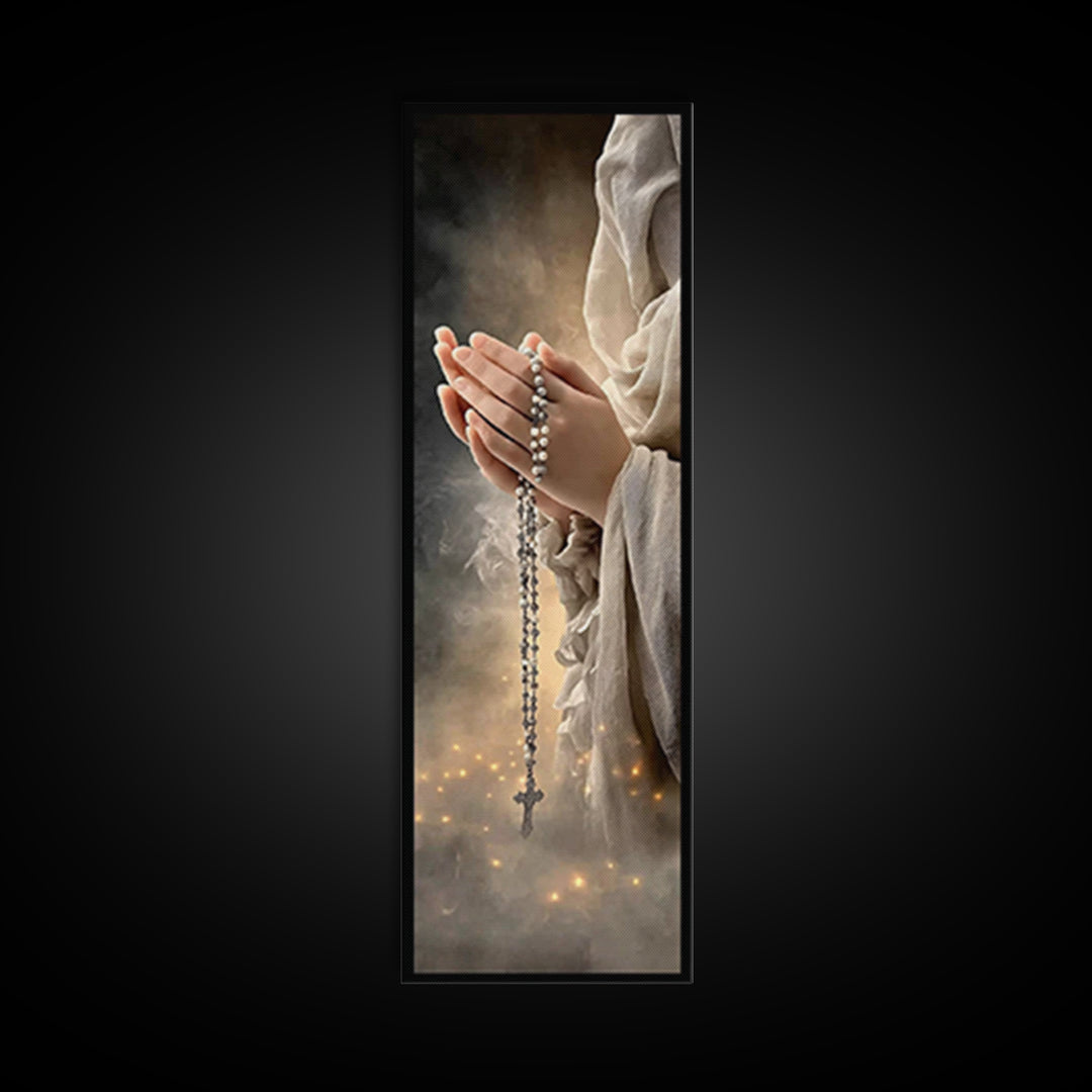 Prayers Of Light - Framed Canvas Print - Christian Wall Art - Christian Art Canvas - Jesus Painting - Christian Christmas Art - Tall Narrow