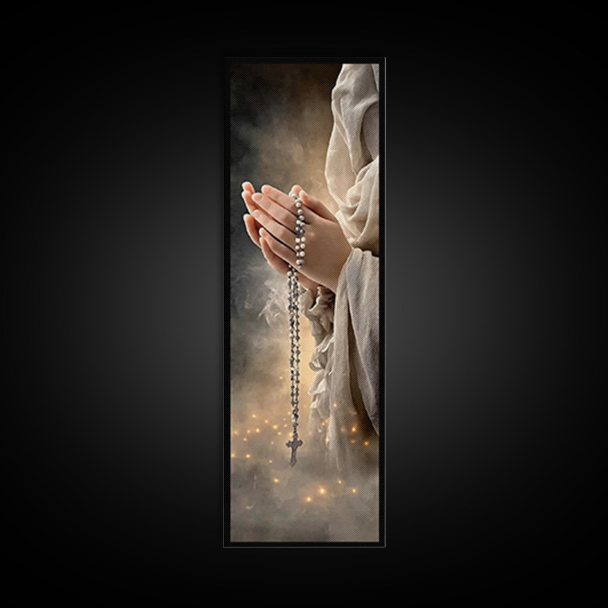 Prayers Of Light - Framed Canvas Print - Christian Wall Art - Christian Art Canvas - Jesus Painting - Christian Christmas Art - Tall Narrow