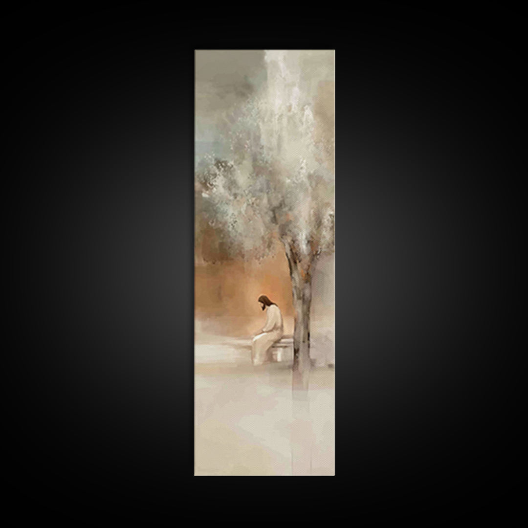Solitude Of Grace – Framed Canvas Print – Christian Wall Art – Tall Skinny Art Print – Christian Art Canvas – Jesus Painting