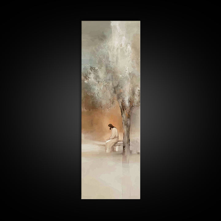 Solitude Of Grace – Framed Canvas Print – Christian Wall Art – Tall Skinny Art Print – Christian Art Canvas – Jesus Painting