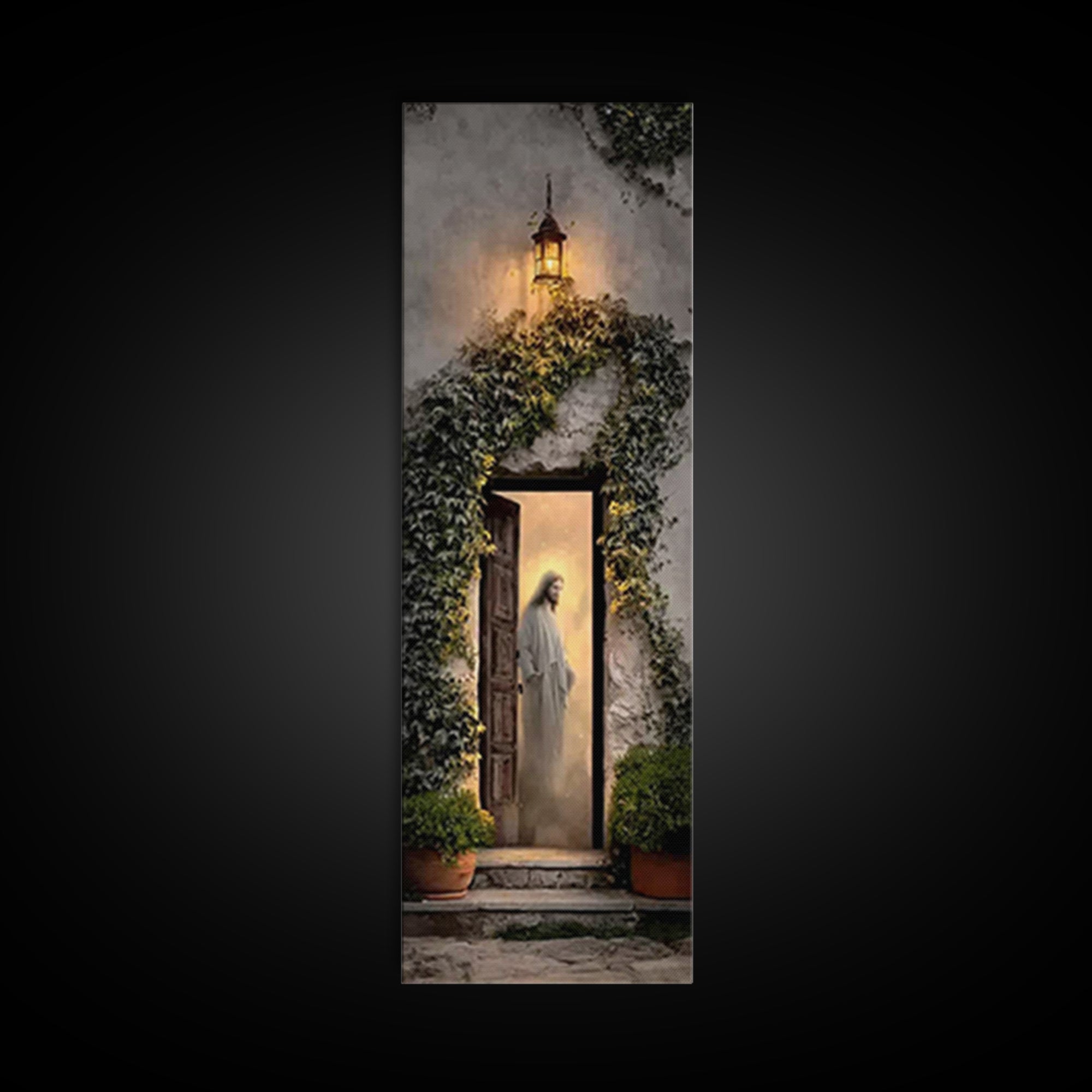 Autumn Gate Promise – Framed Canvas Print – Christian Wall Art – Jesus Painting – Tall Skinny Art Print – Christian Art Canvas