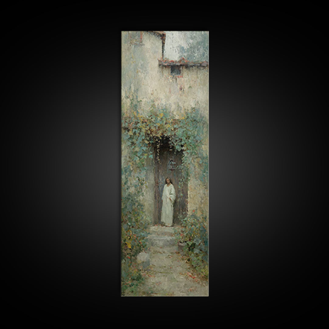 Doorway Of Grace – Framed Canvas Print – Tall Narrow Wall Art – Christian Wall Art – Jesus Painting – Christmas Art