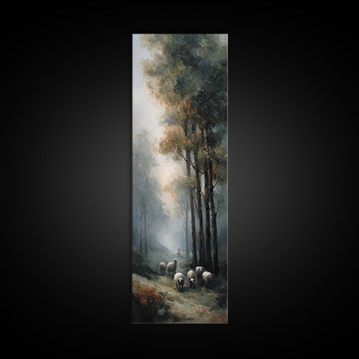 Golden Field Shepherd – Framed Canvas Print – Narrow Art – Christian Art – Jesus Painting – Christian Christmas Art