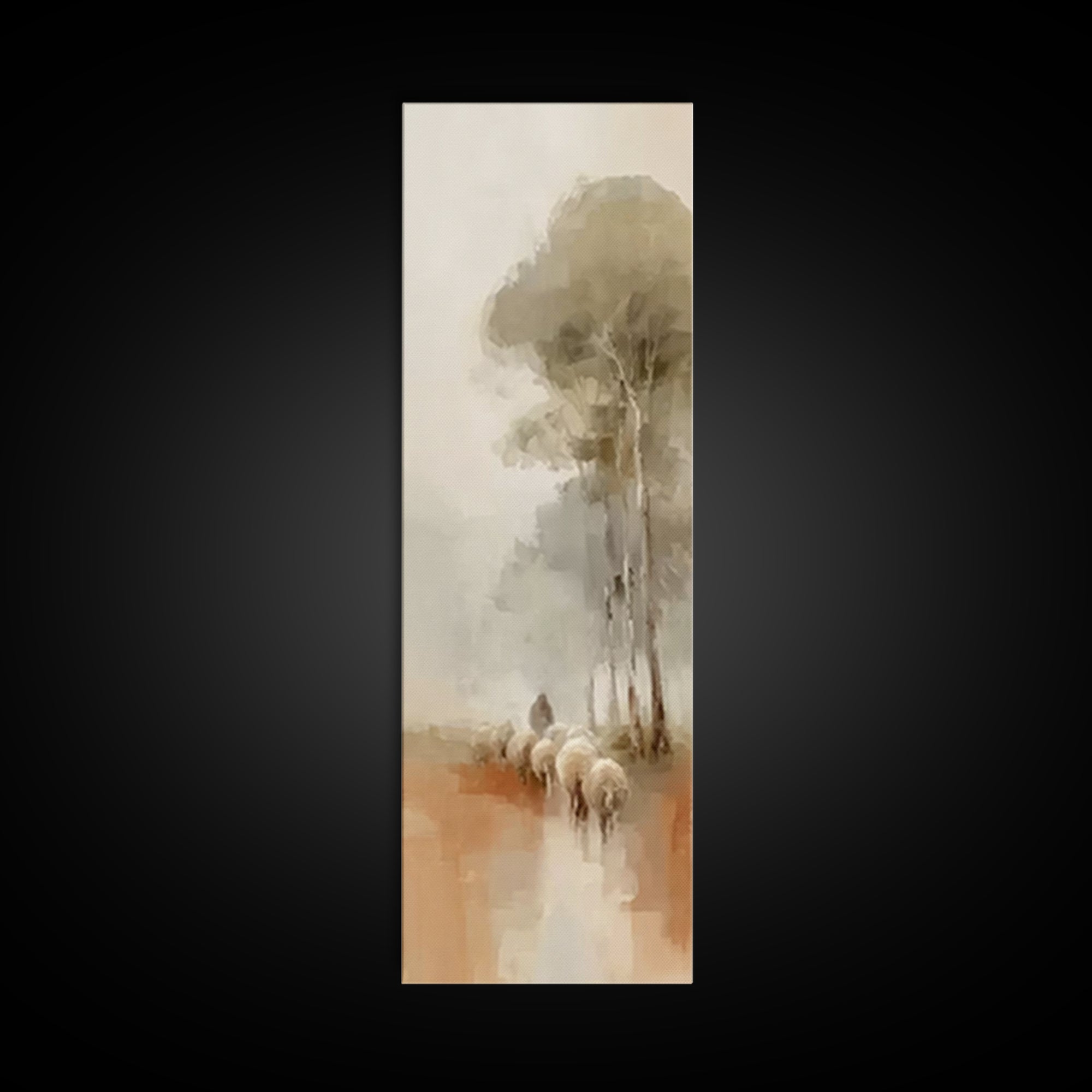 Soft Horizon Flock – Framed Canvas Print – Tall Narrow Wall Art – Christian Art Canvas – Jesus Painting – Christmas Wall Art