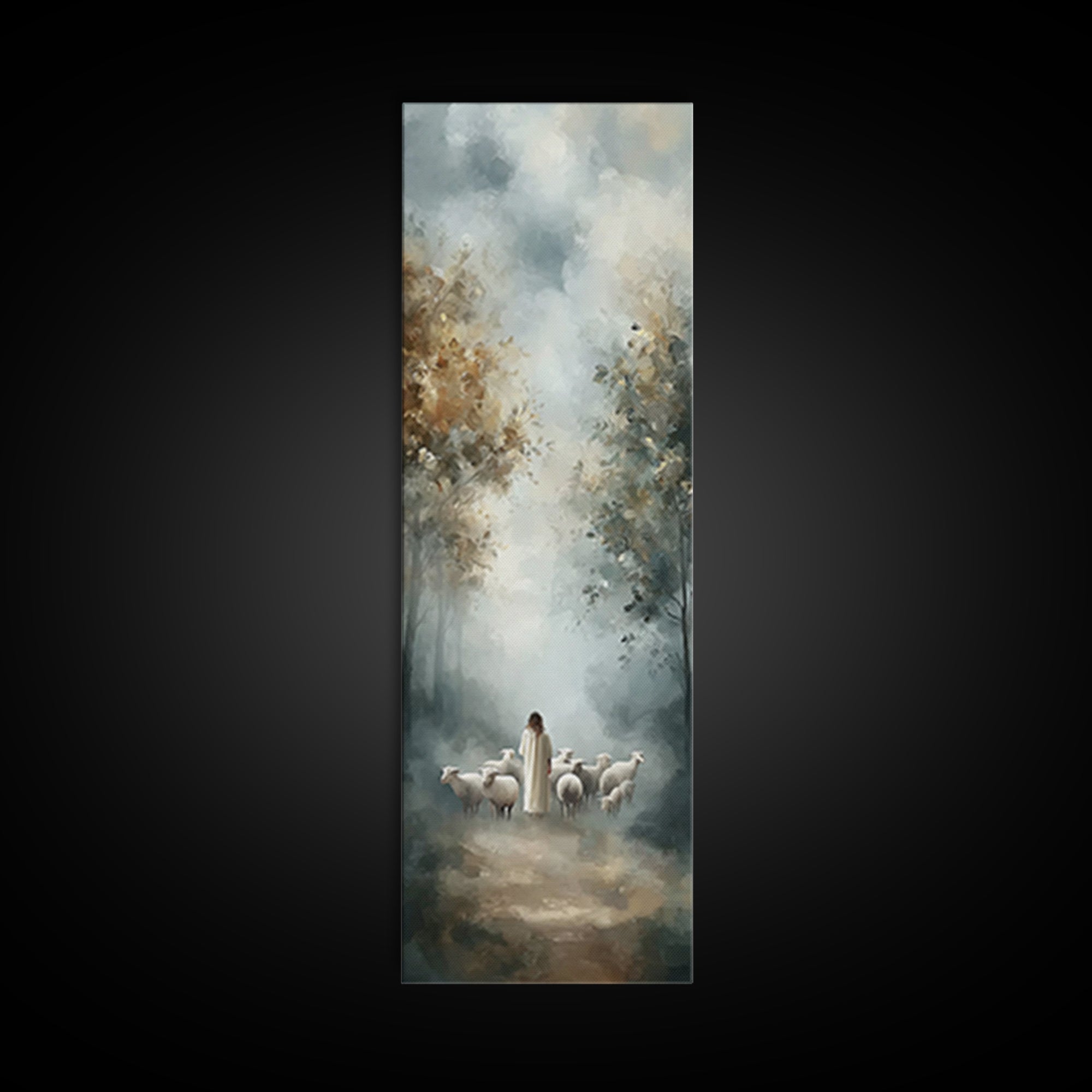 Heavenly Forest Path – Framed Canvas Print – Skinny Art – Christian Art – Jesus Painting – Christian Christmas Artwork