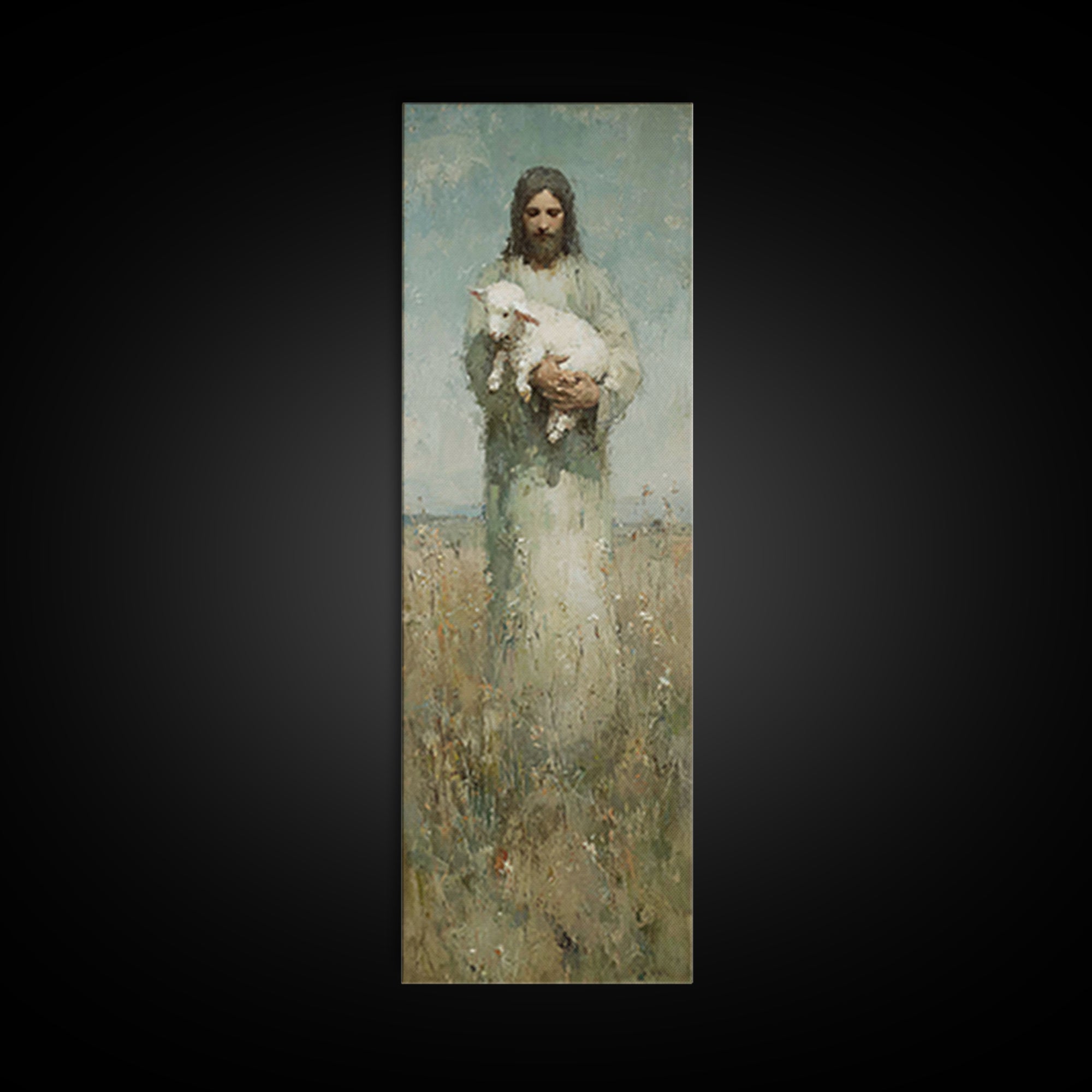 Lamb Of Peace – Framed Canvas Print – Christian Art Canvas – Christian Wall Art – Skinny Art – Jesus Painting – Christian Christmas Art