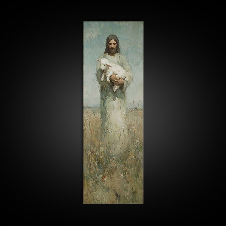 Lamb Of Peace – Framed Canvas Print – Christian Art Canvas – Christian Wall Art – Skinny Art – Jesus Painting – Christian Christmas Art