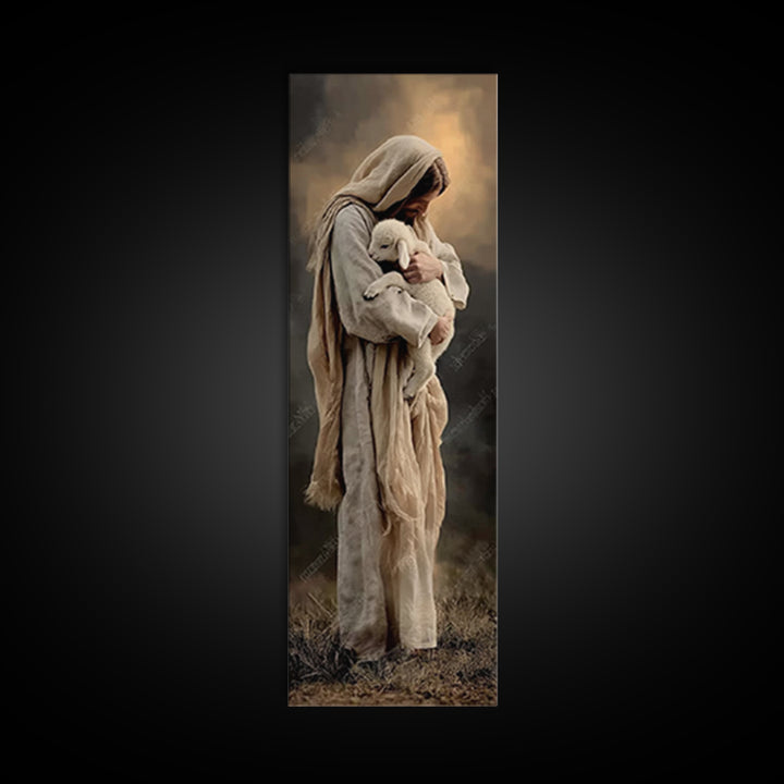 Tender Arms Of Grace – Framed Canvas Print – Christian Art Print – Jesus Painting – Narrow Art – Christian Wall Art – Christian Christmas