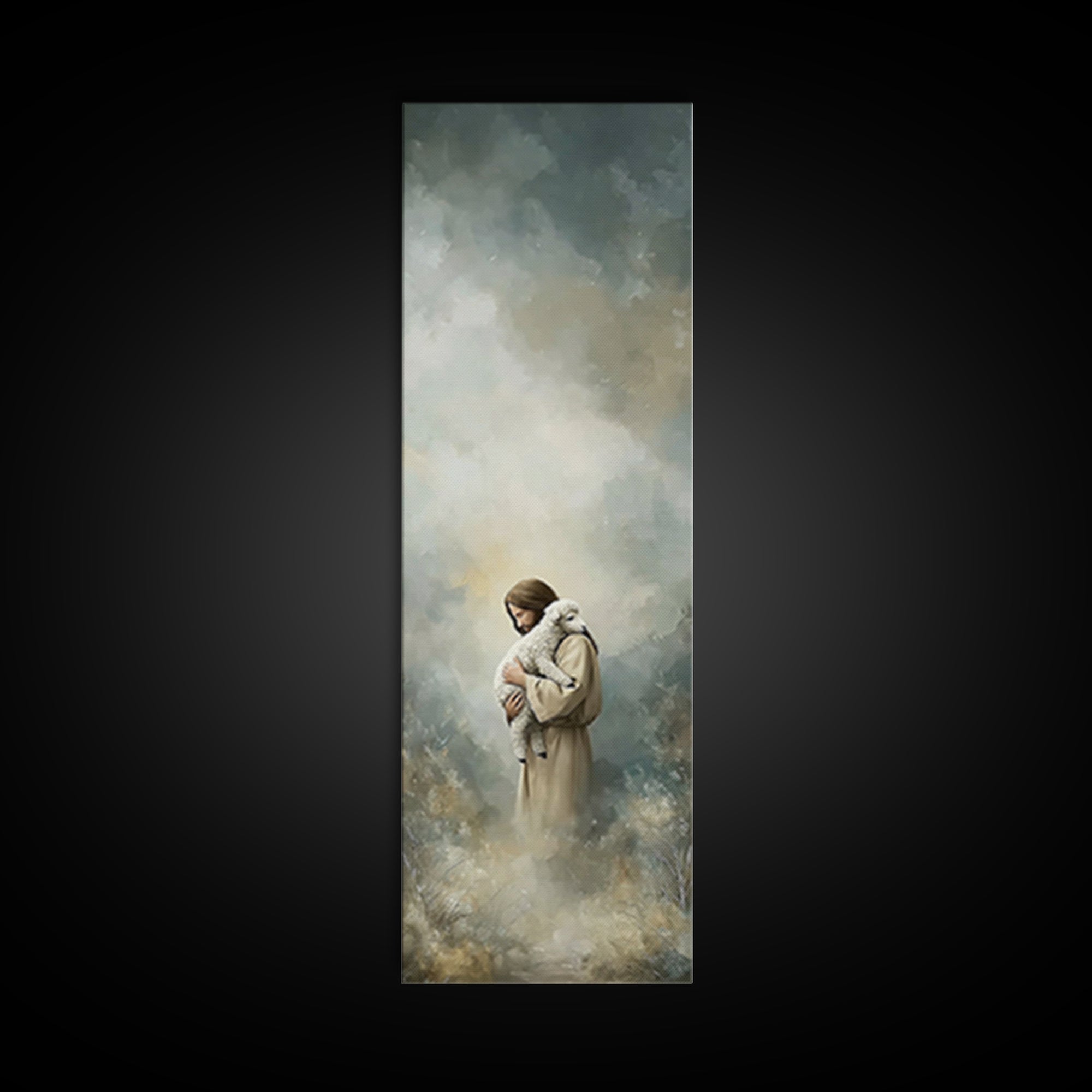 Quiet Meadow Savior – Framed Canvas Print – Christian Wall Art – Christian Art Canvas – Tall Narrow Wall Art – Jesus Painting – Christmas A
