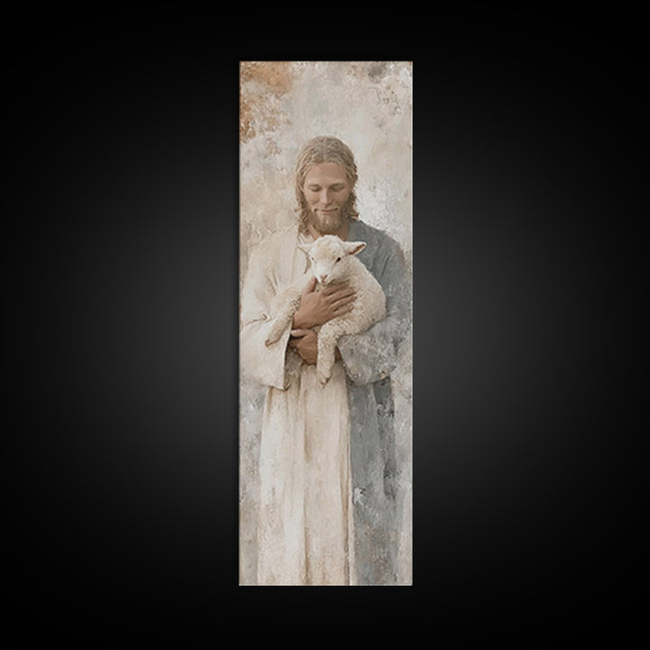 Solace In Stillness – Framed Canvas Print – Jesus Painting – Christian Art Canvas – Narrow Art – Christian Wall Art – Christmas Art
