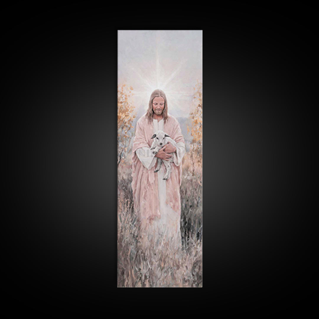 Redeeming Light – Framed Canvas Print – Christian Wall Art – Christian Painting – Tall Skinny Art Print – Jesus Painting – Christian Christ
