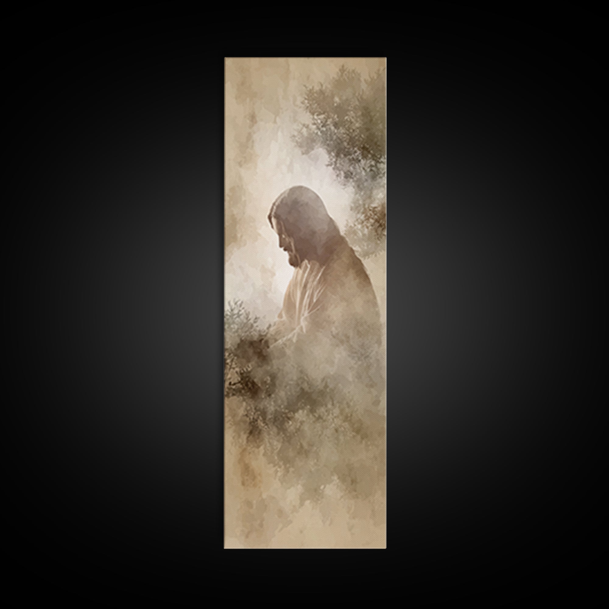 Sacred Stillness – Framed Canvas Print – Christian Art – Jesus Painting – Skinny Art – Christian Wall Art – Modern Christian Art