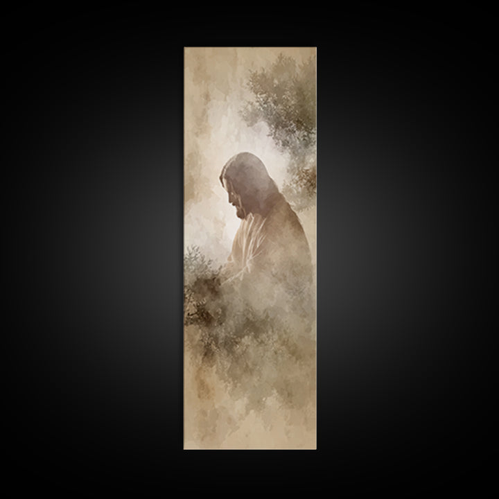 Sacred Stillness – Framed Canvas Print – Christian Art – Jesus Painting – Skinny Art – Christian Wall Art – Modern Christian Art