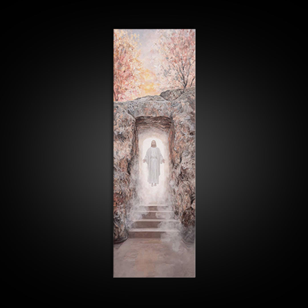 Light Of Resurrection – Framed Canvas Print – Christian Art – Christian Wall Art – Narrow Art – Jesus Painting – Christian Art Canvas