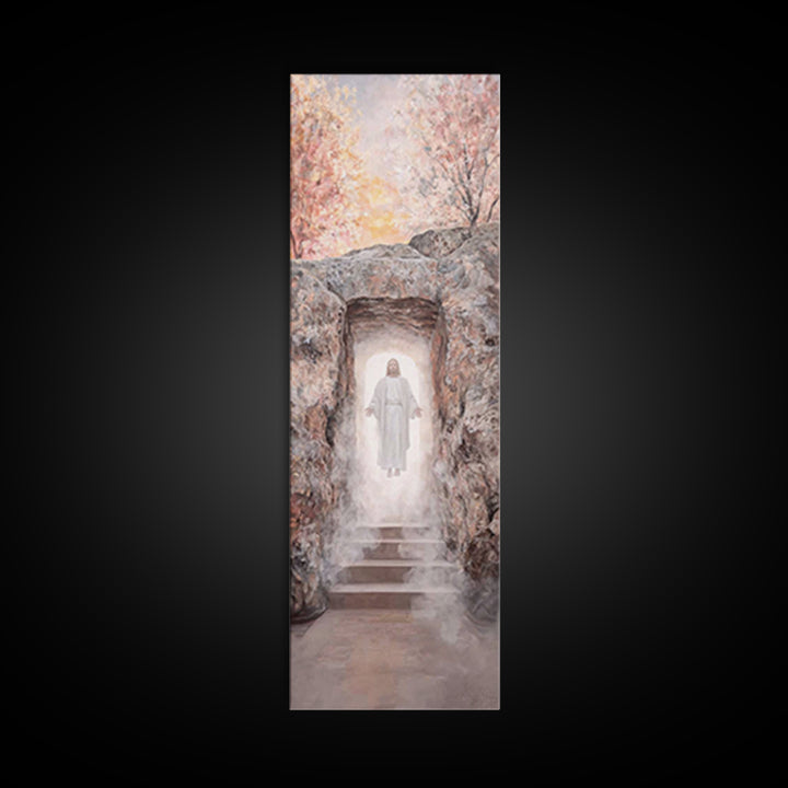 Light Of Resurrection – Framed Canvas Print – Christian Art – Christian Wall Art – Narrow Art – Jesus Painting – Christian Art Canvas