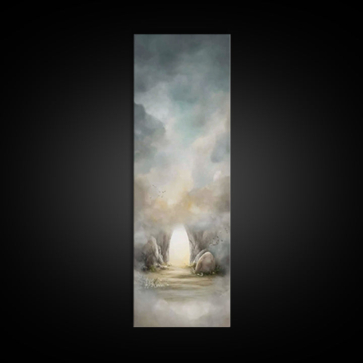 Empty Tomb Dawn – Framed Canvas Print – Christian Art Canvas – Jesus Painting – Tall Skinny Art Print – Christian Wall Art – Christian Pain