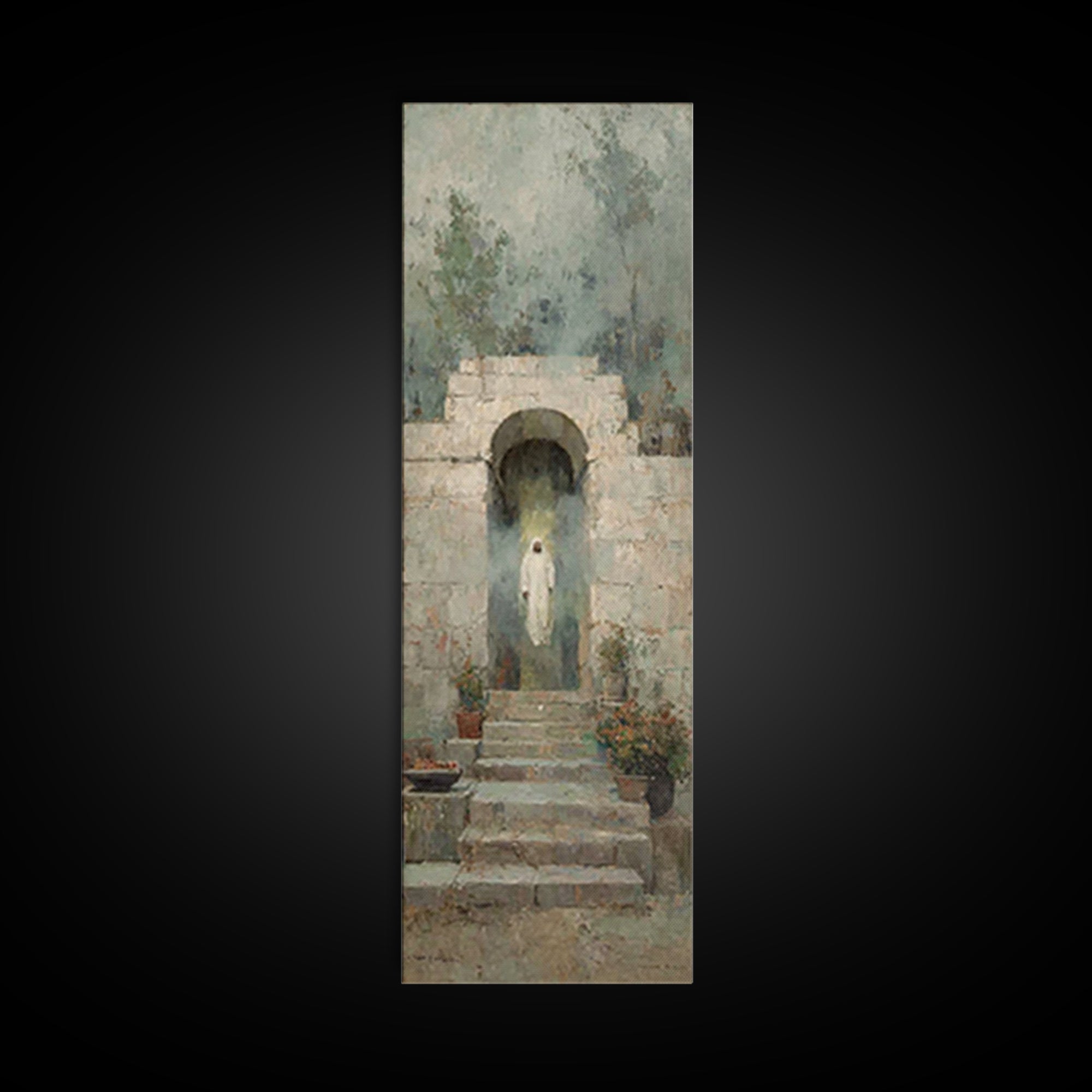 Risen Dawn Glory - Framed Canvas Print - Tall Narrow Wall Art - Christian Wall Art - Jesus Painting - Christian Art Canvas - Christian Deco