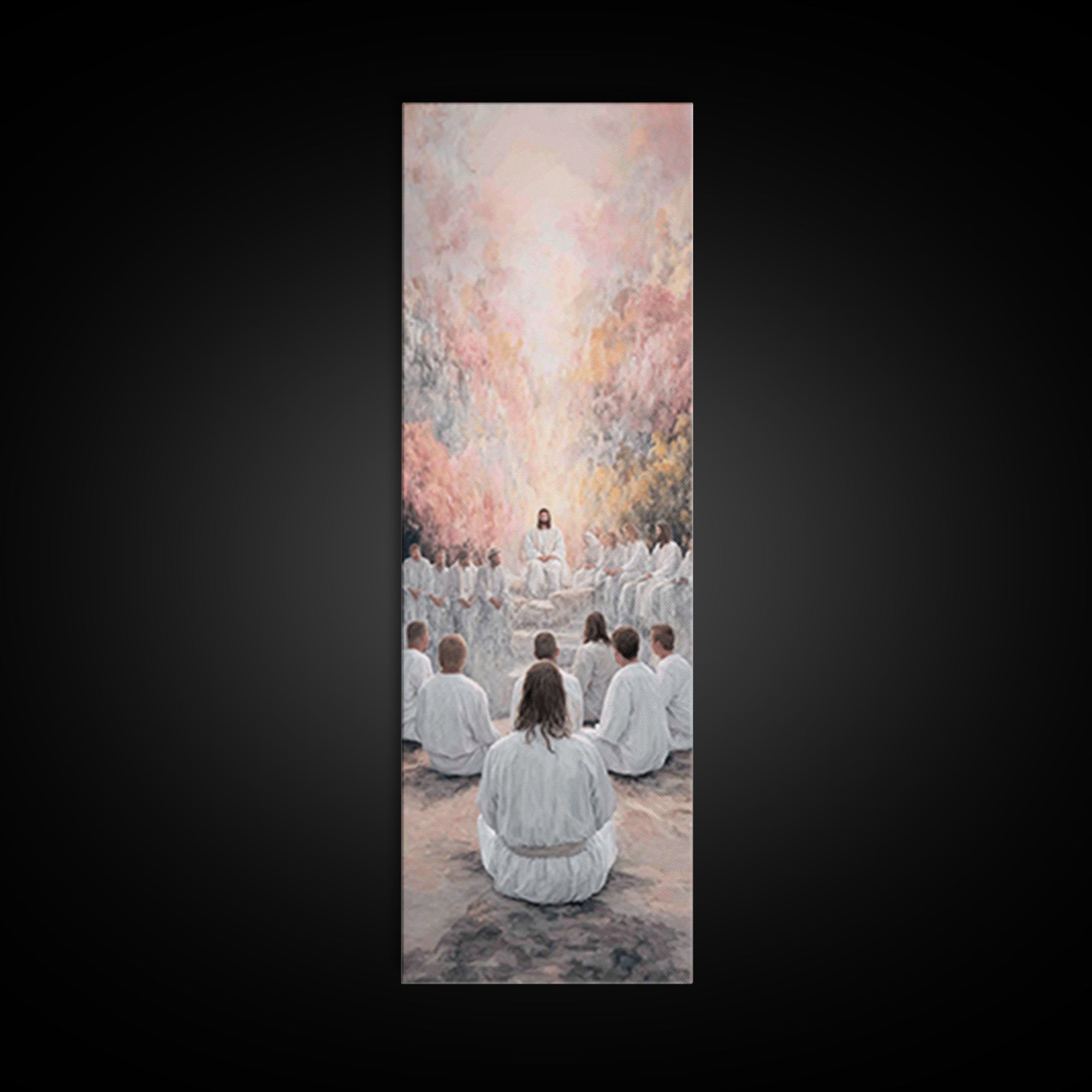 Heavenly Grove Peace - Framed Canvas Print - Narrow Art - Christian Painting - Christian Art Canvas - Christian Wall Art - Christmas Art