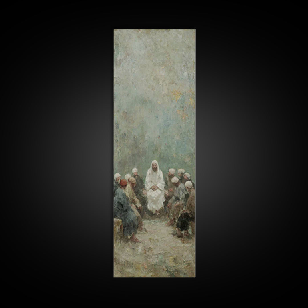 Quiet Teaching Circle - Framed Canvas Print - Skinny Art - Christian Wall Art - Jesus Painting - Christian Art - Christian Art Canvas