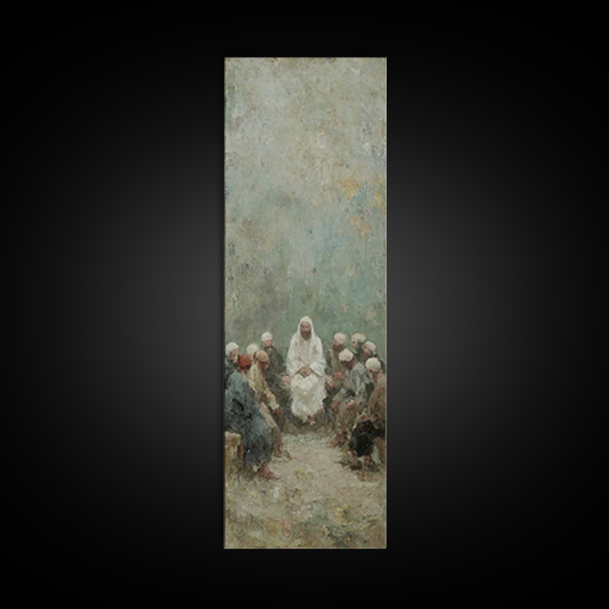 Quiet Teaching Circle - Framed Canvas Print - Skinny Art - Christian Wall Art - Jesus Painting - Christian Art - Christian Art Canvas