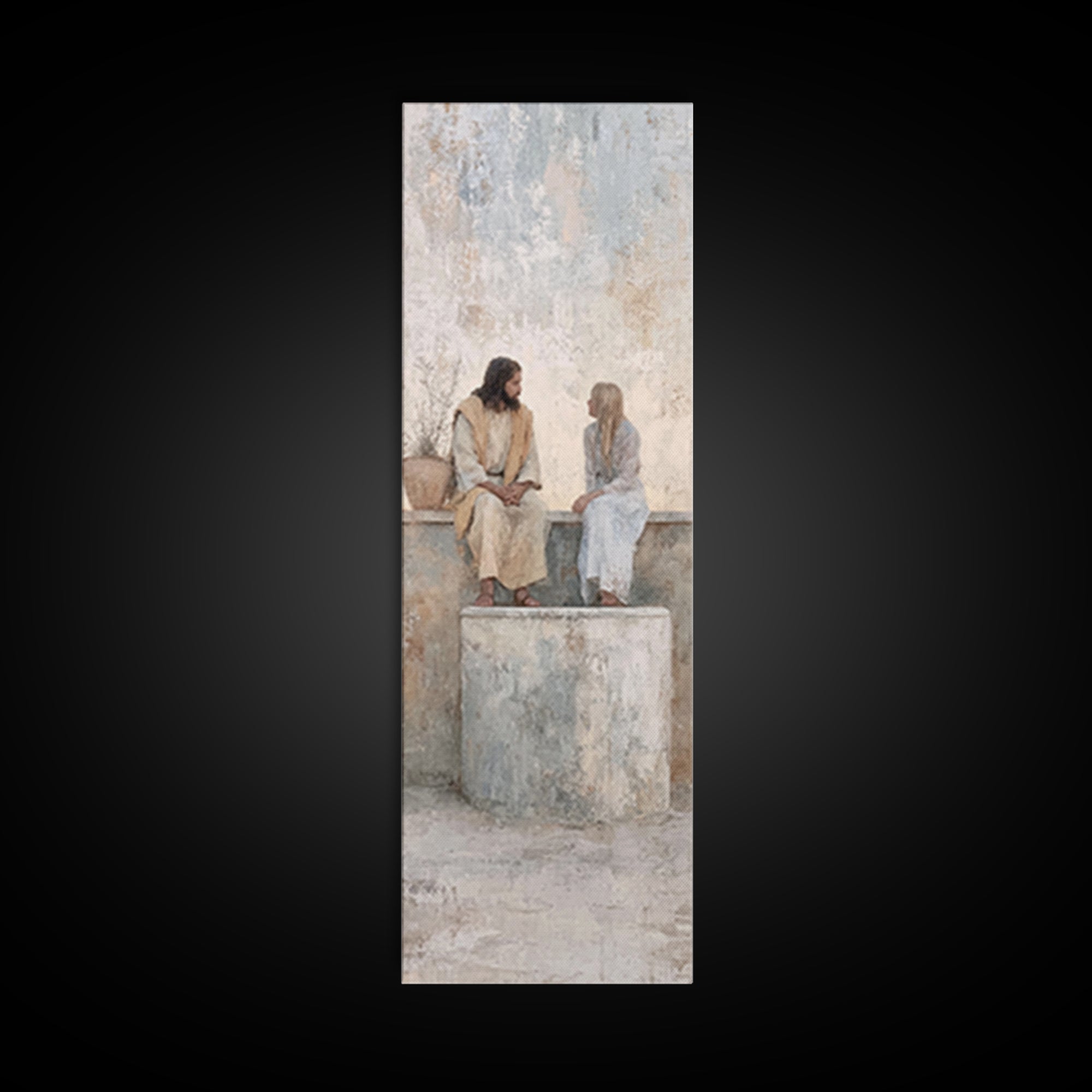 Desert Well Peace – Framed Canvas Print – Narrow Art – Christian Art – Jesus Painting – Christian Art Canvas – Christian Wall Art
