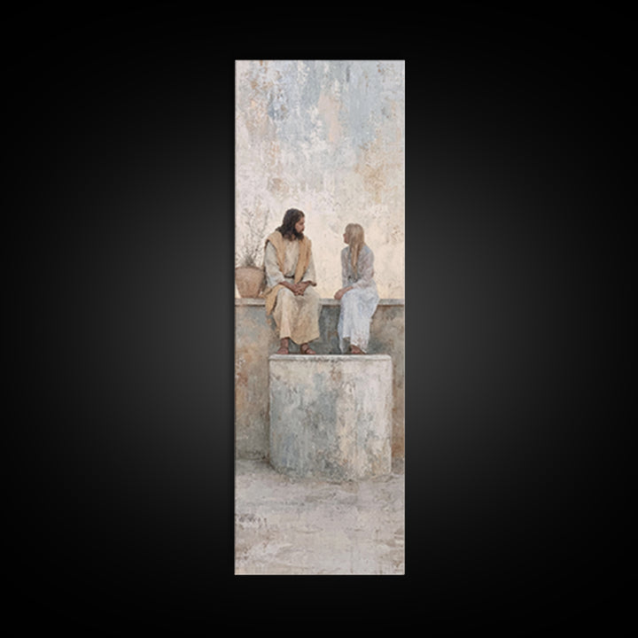 Desert Well Peace – Framed Canvas Print – Narrow Art – Christian Art – Jesus Painting – Christian Art Canvas – Christian Wall Art