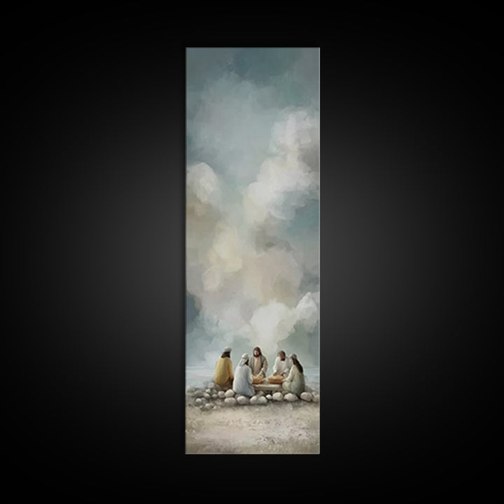 Warm Light Communion – Framed Canvas Print – Tall Skinny Art Print – Christian Art – Jesus Painting – Christian Art Canvas – Christian Wall