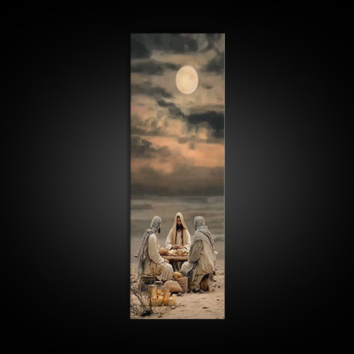 Moonlit Table Grace – Framed Canvas Print – Skinny Art – Christian Art Canvas – Christian Wall Art – Christian Painting – Christian Art
