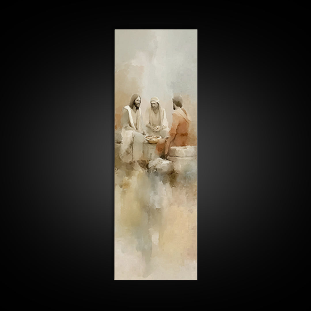 Evening Meal Grace – Framed Canvas Print – Narrow Art – Christian Art Canvas – Christian Wall Art – Jesus Painting – Christian Christmas De