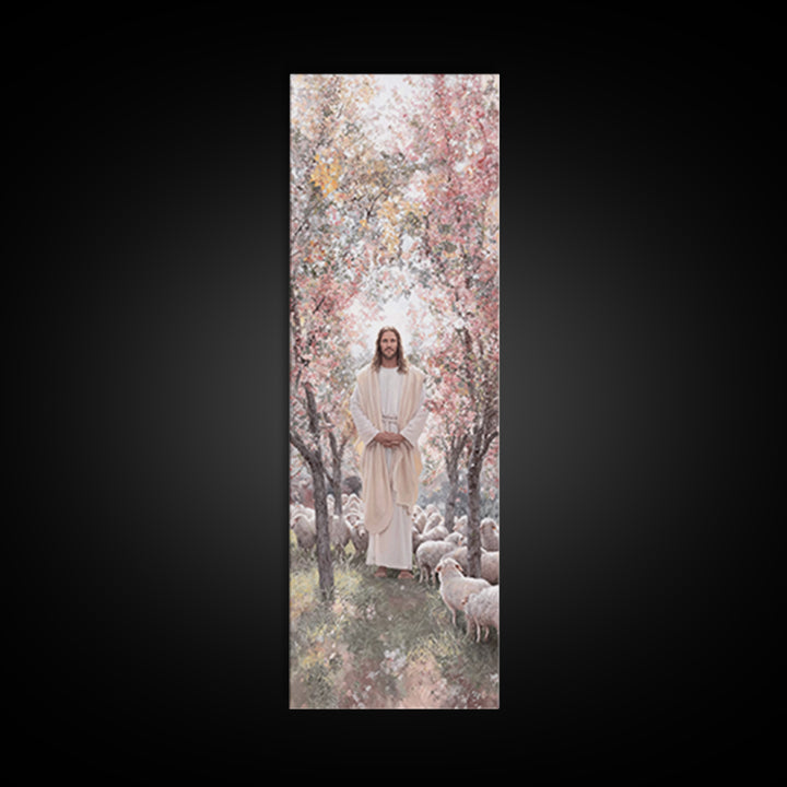 Garden Shepherd Light – Framed Canvas Print – Skinny Art – Christian Art Canvas – Christian Wall Art – Jesus Painting – Christian Decor – C