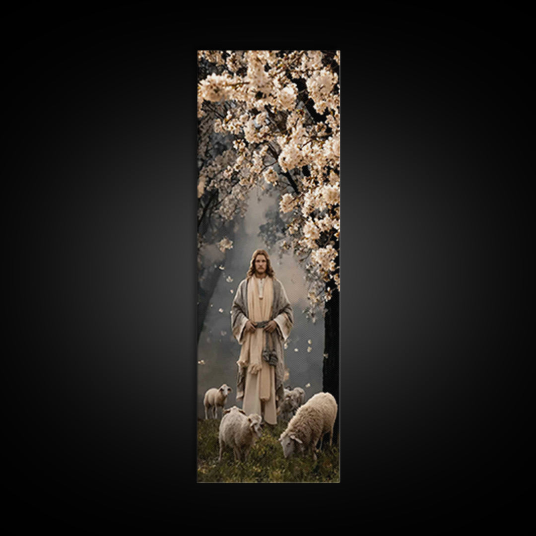 Blossoms Of Grace – Framed Canvas Print – Tall Narrow Wall Art – Christian Wall Art – Jesus Painting – Christian Art Canvas – Christmas Art