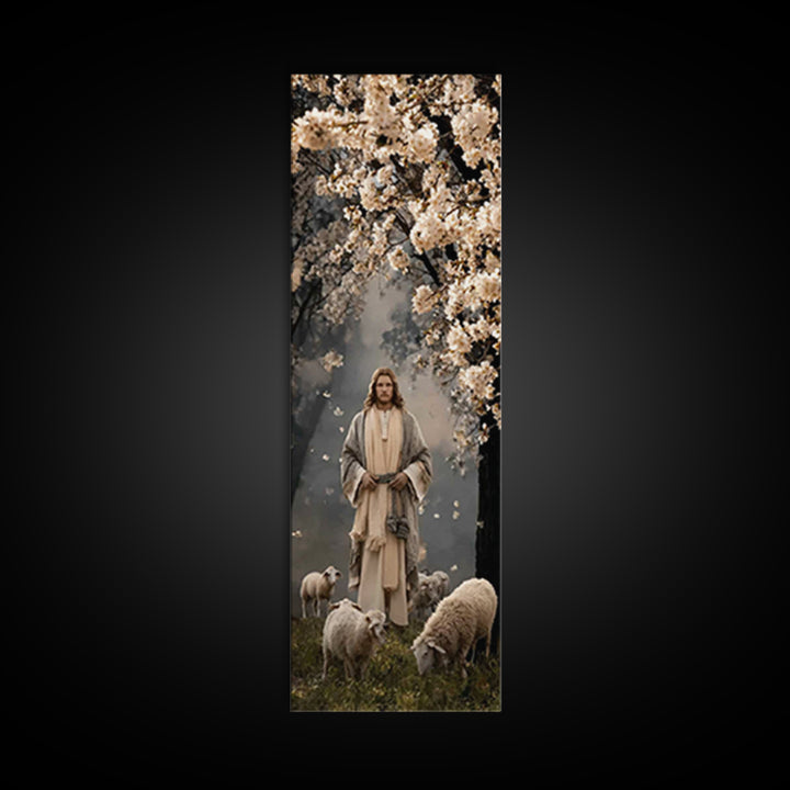 Blossoms Of Grace – Framed Canvas Print – Tall Narrow Wall Art – Christian Wall Art – Jesus Painting – Christian Art Canvas – Christmas Art