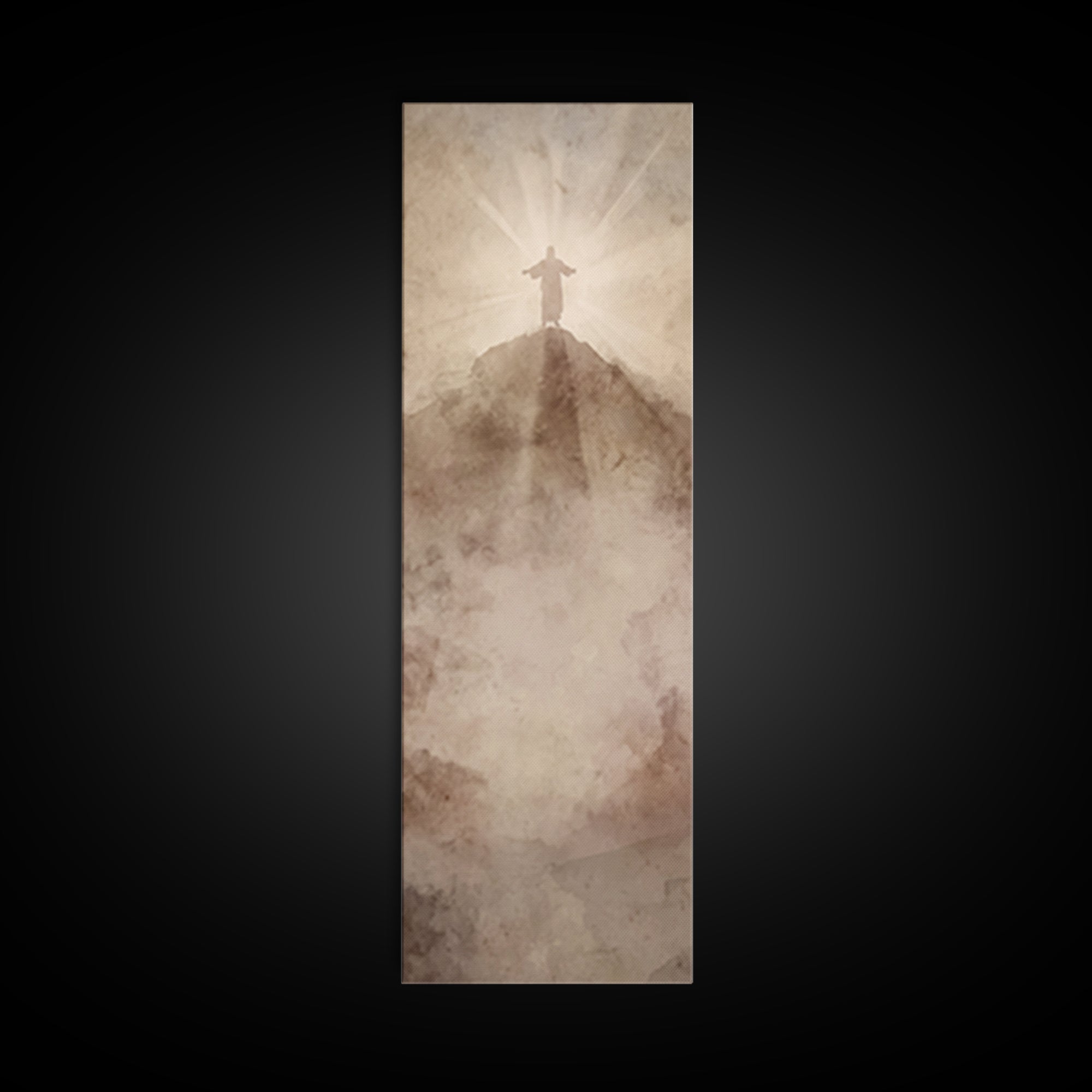 Hilltop Radiance | Framed Canvas Print | Tall Narrow Wall Art | Jesus Painting | Christian Wall Art | Christian Art Canvas | Christmas Art