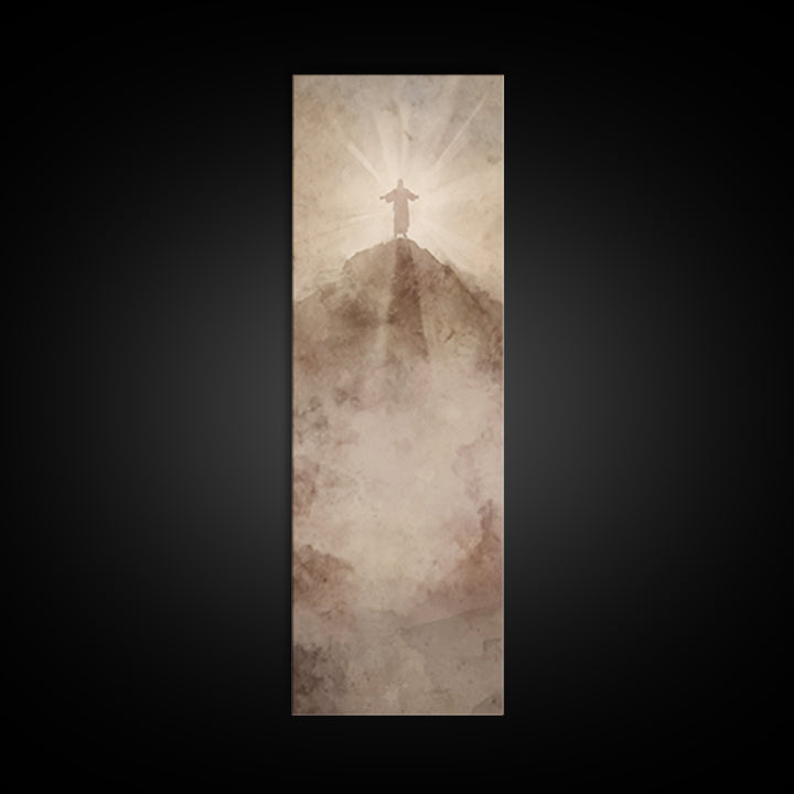 Hilltop Radiance | Framed Canvas Print | Tall Narrow Wall Art | Jesus Painting | Christian Wall Art | Christian Art Canvas | Christmas Art
