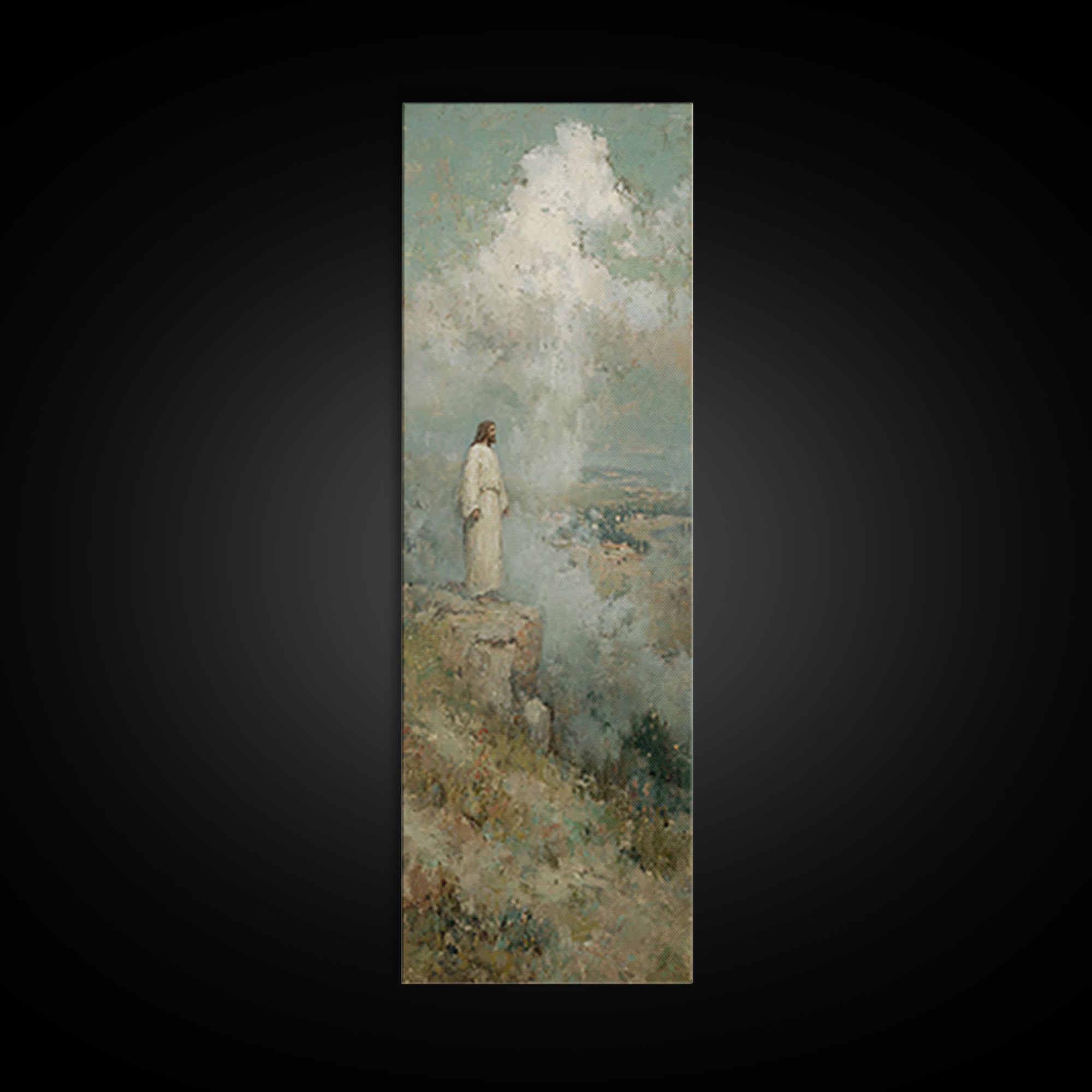 Heavenward Silence | Framed Canvas Print | Skinny Art | Christian Art Canvas | Christian Wall Art | Jesus Painting | Christmas Art