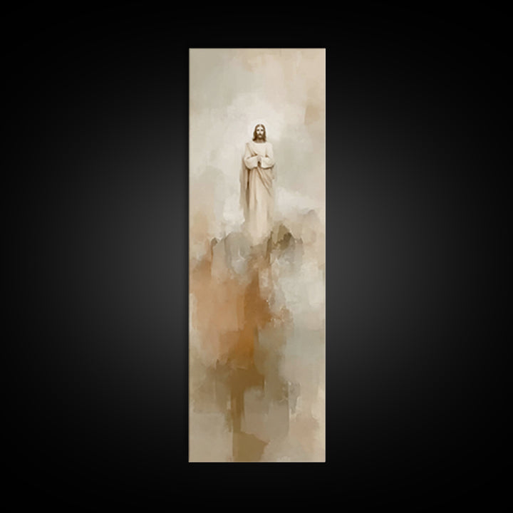 Eternal Mountain Light, Framed Canvas Print, Tall Narrow Wall Art, Jesus Painting, Christian Art Canvas, Christian Wall Art, Christmas Art