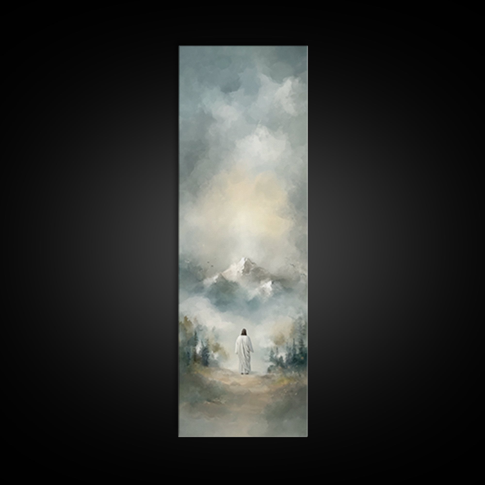 Ascension Serenity – Framed Canvas Print – Tall Skinny Art Print – Christian Wall Art – Christian Art Canvas – Jesus Painting – Christmas A