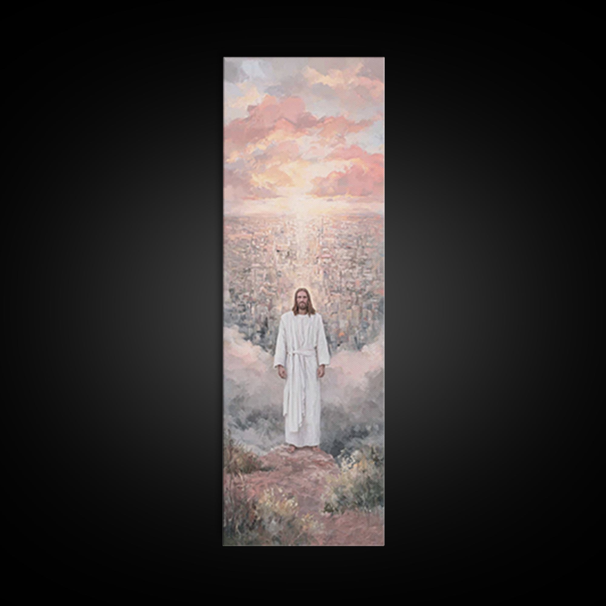 City Of Light – Framed Canvas Print – Tall Narrow Wall Art – Christian Art Canvas – Jesus Painting – Christian Wall Art – Christian Christm