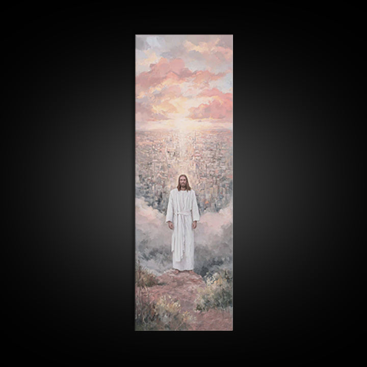 City Of Light – Framed Canvas Print – Tall Narrow Wall Art – Christian Art Canvas – Jesus Painting – Christian Wall Art – Christian Christm
