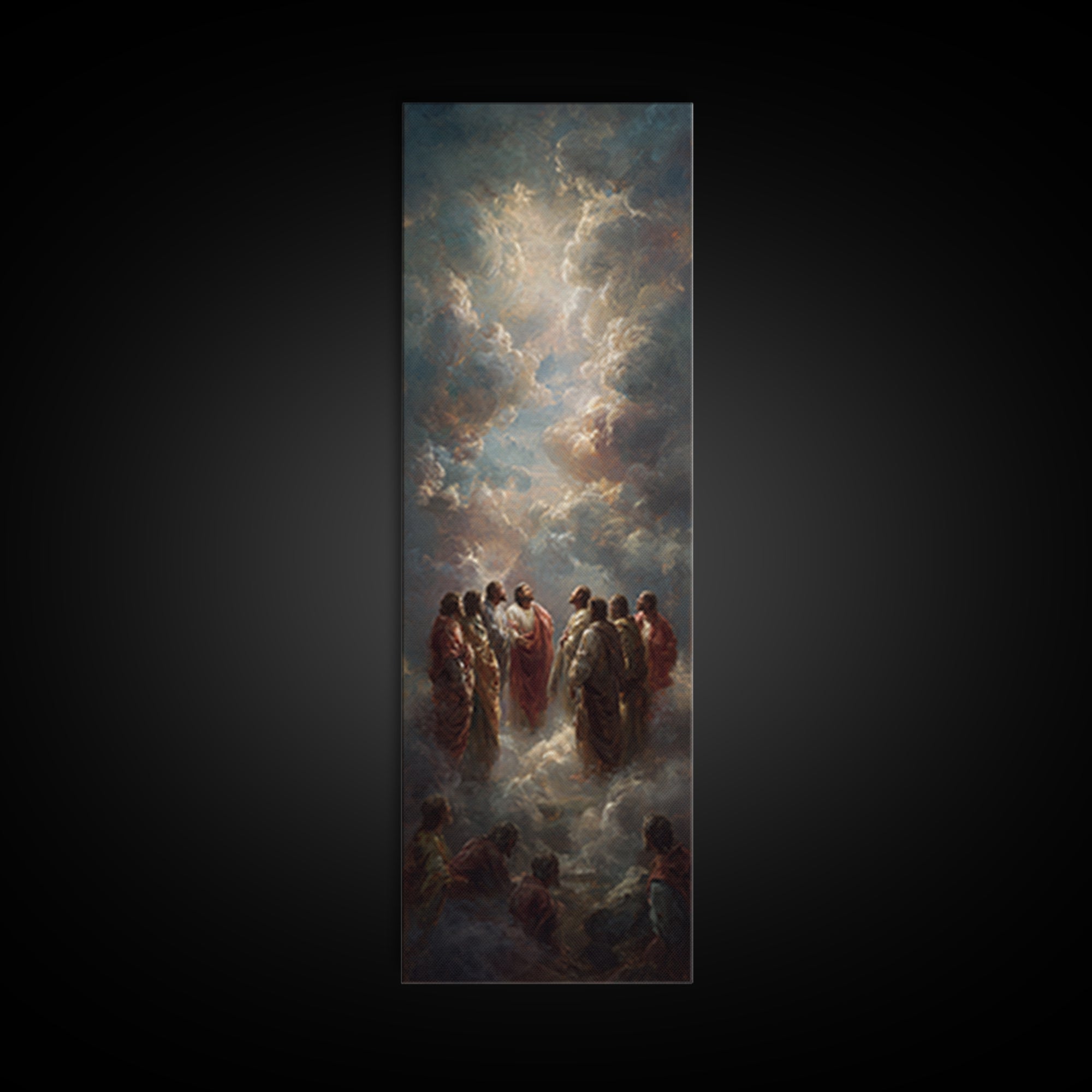 Heavenly Gathering, Framed Canvas Print, Narrow Art, Christian Art Canvas, Christian Wall Art, Jesus Painting, Christian Christmas Art